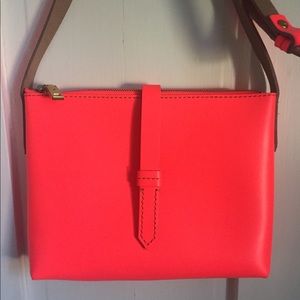 JCrew Hot Pink Leather Crossbody Bag Purse
